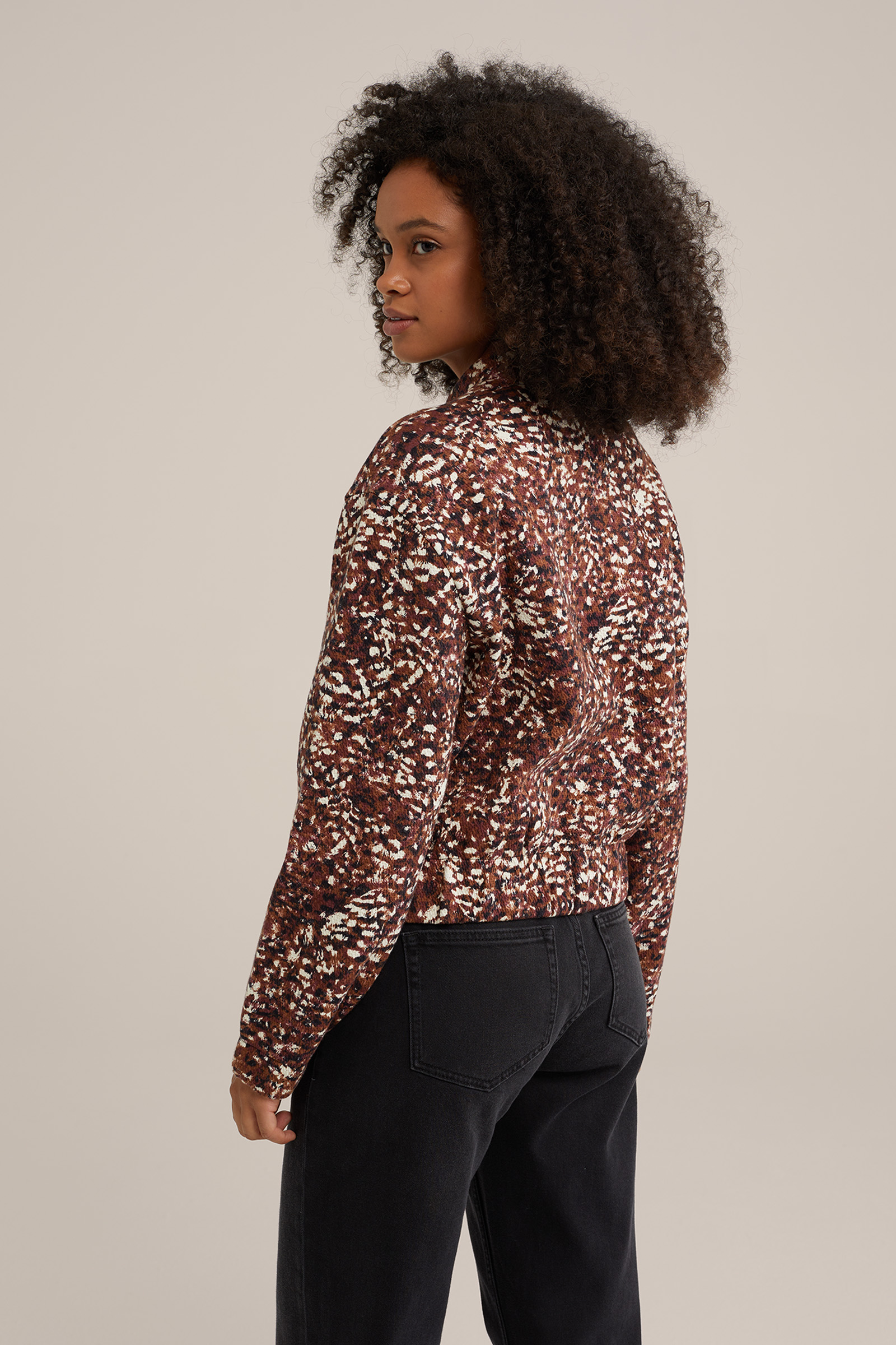bombervest met dessin WE Fashion Bruin