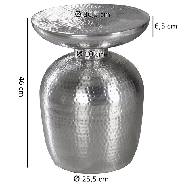 Beistelltisch rund 36 cm Silberfarbig