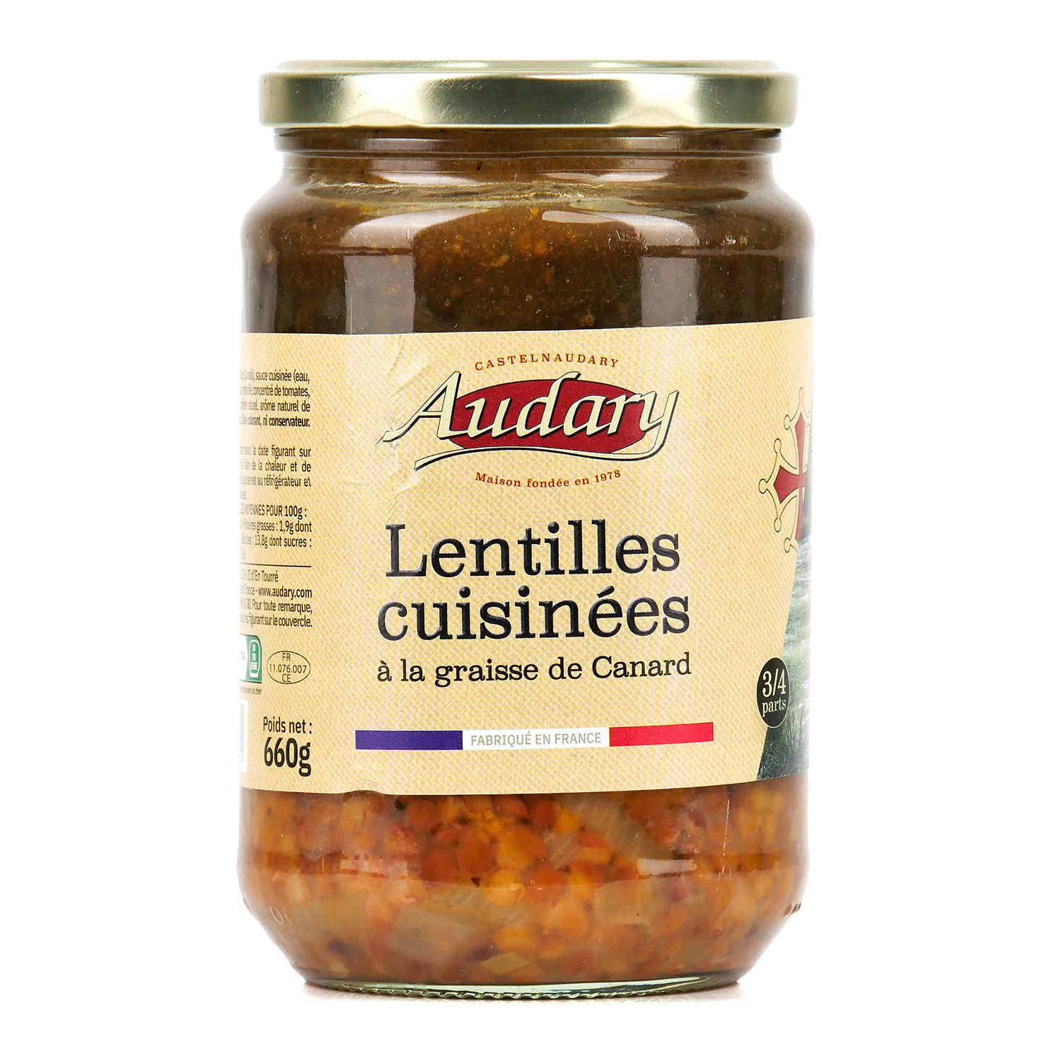 Lentilles cuisinées à la graisse de canard
