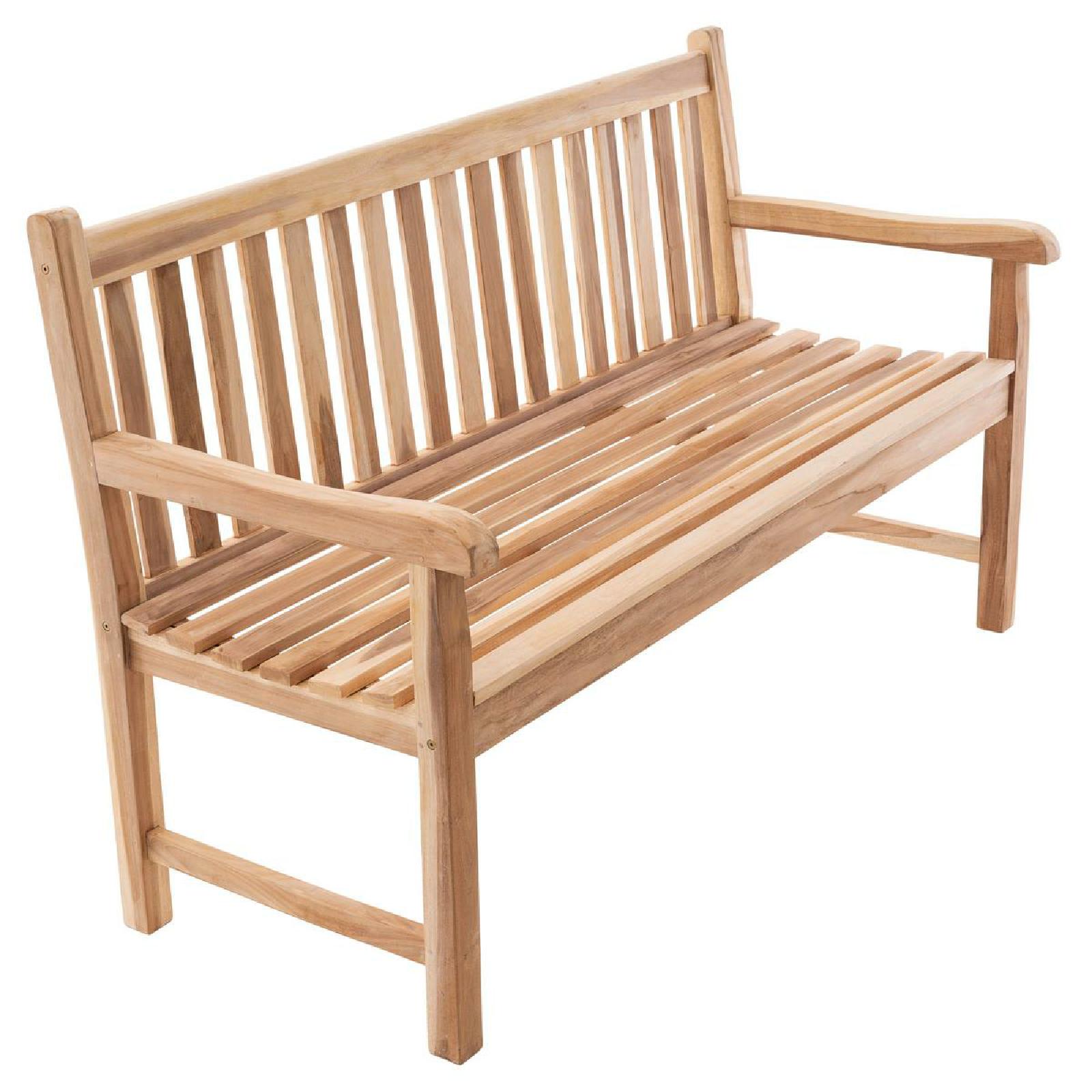 VCM 3-Sitzer Gartenbank Parkbank hochwertig massiv Teak Holz natur 150 cm