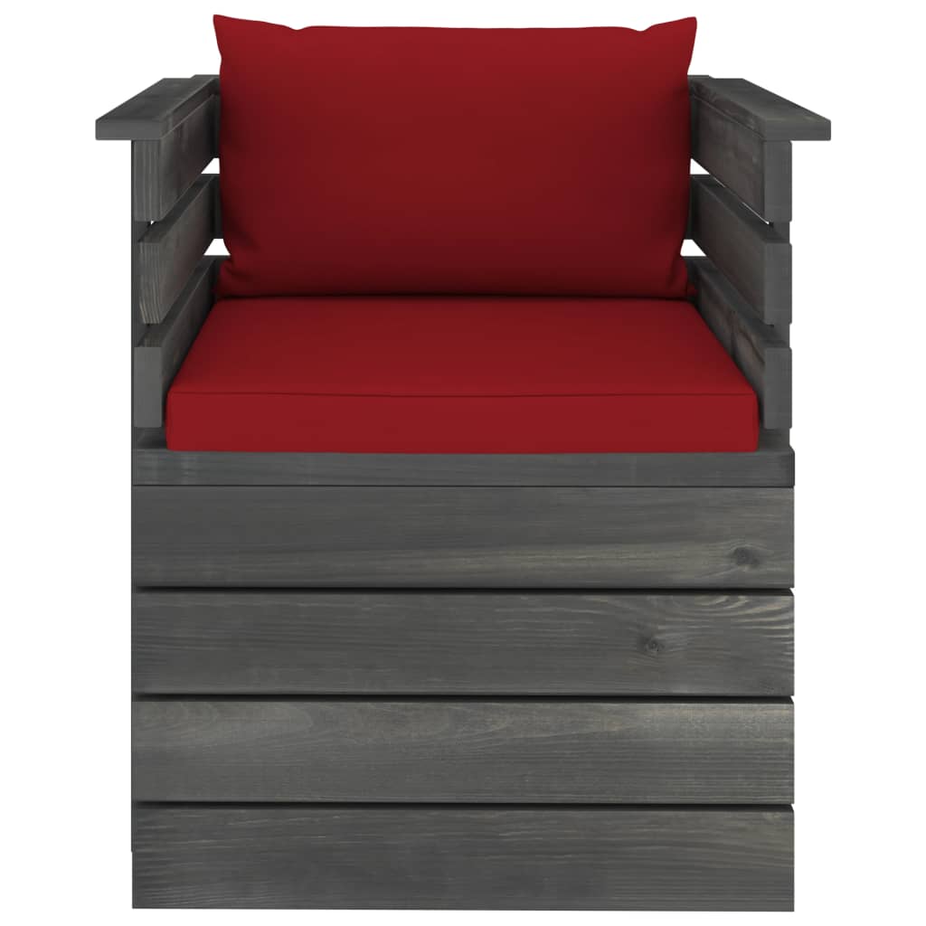Salon de jardin palette meuble d'extérieur ensemble de mobilier 7 pièces avec coussins bois de pin massif