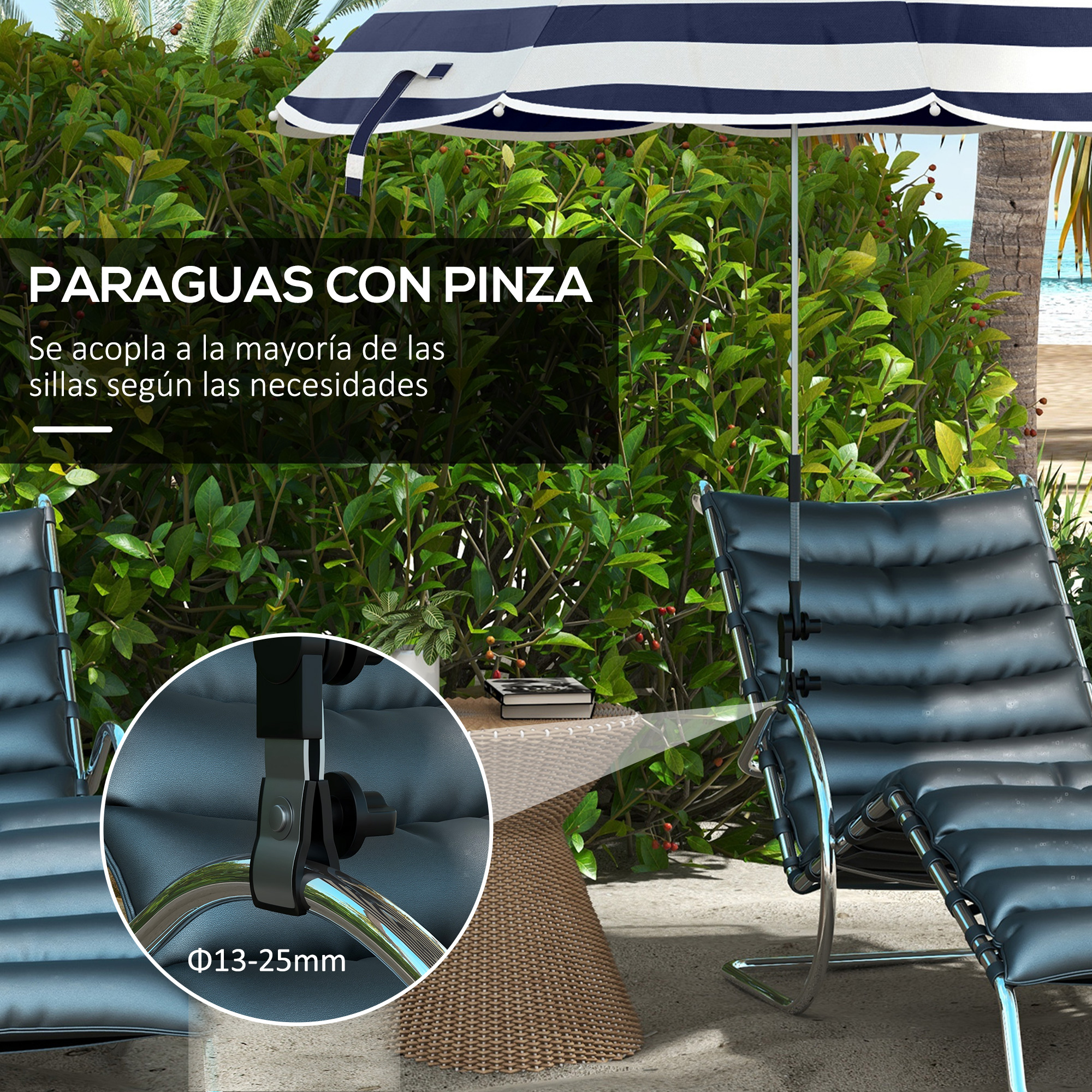 Guarda-sol de praia azul Outsunny
