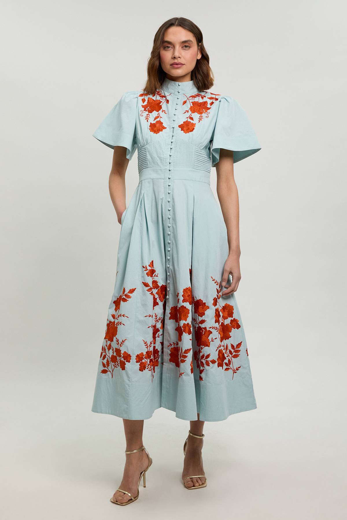 KarenMillen Robe Chemise À Taille Froncée Et Détails Brodés