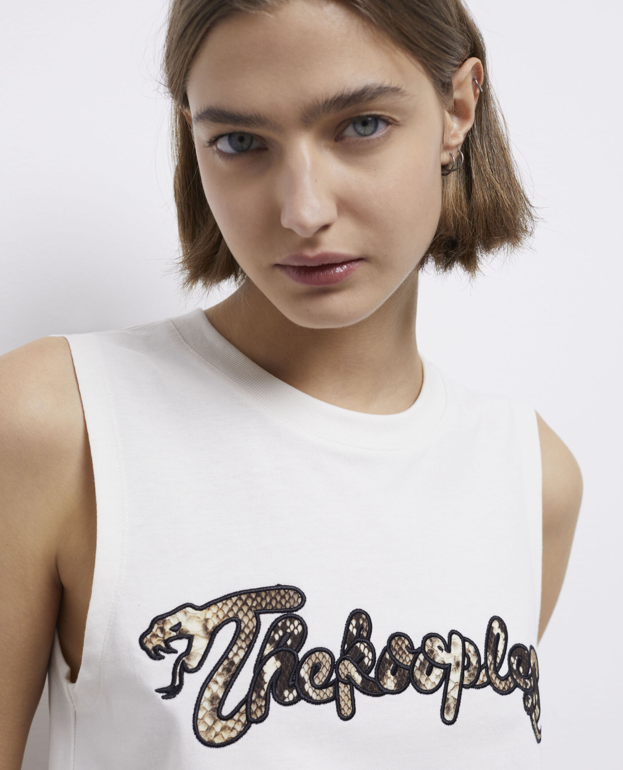 T-shirt blanc sérigraphié Snake logo