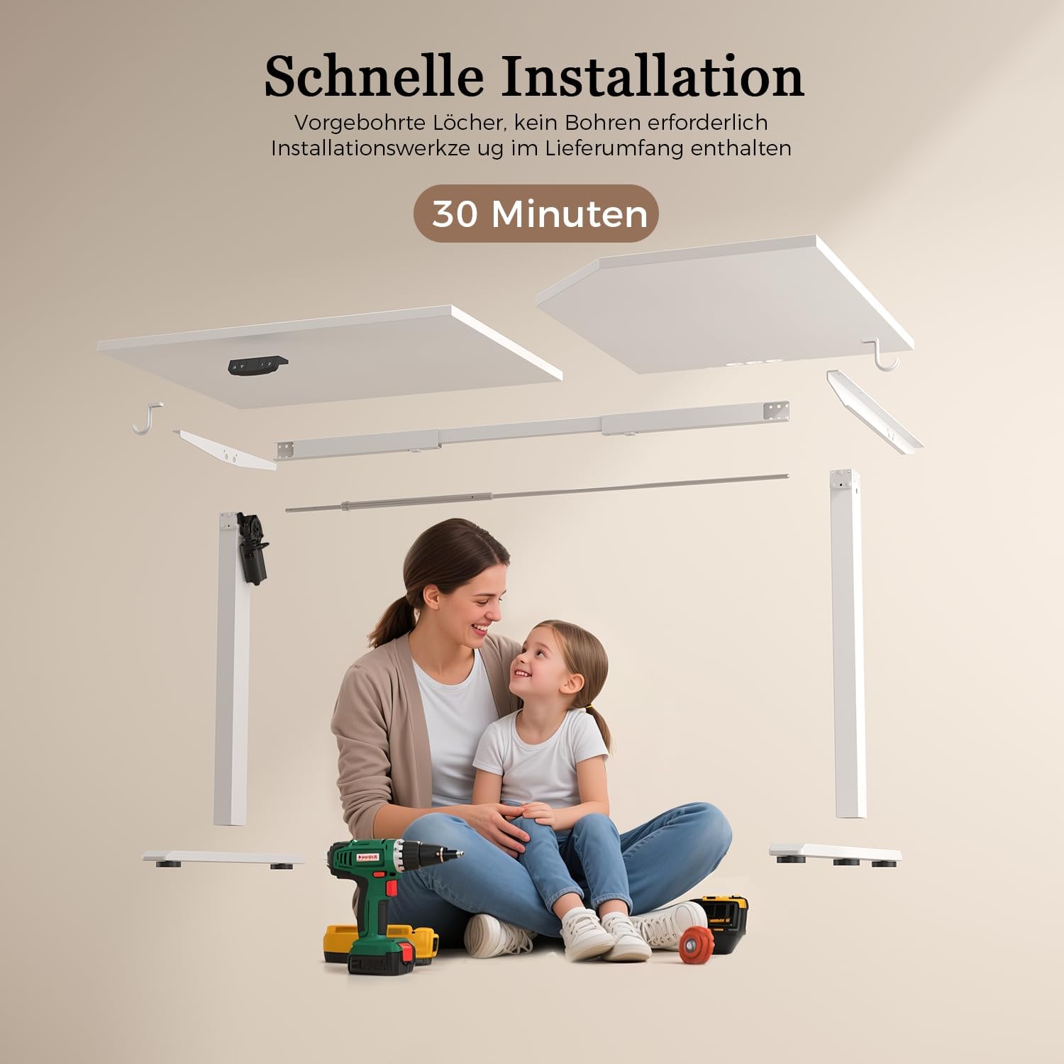Klicelor L-förmiger Höhenverstellbarer Schreibtisch, 160 x (60-90 cm), Elektrischer Stehpult, Sitz-Steh-Schreibtisch für das Home Office, Ergonomischer Computertisch mit Spleißplatte, Weiß