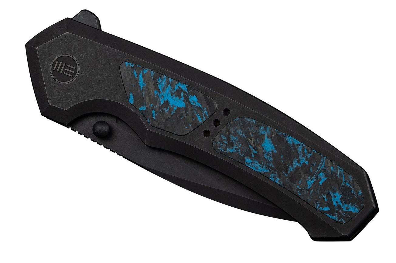 WE Knife Corwyn WE24088-1 Blackwashed Böhler M390, Black Titanium Black Blue Carbonfiber, zakmes