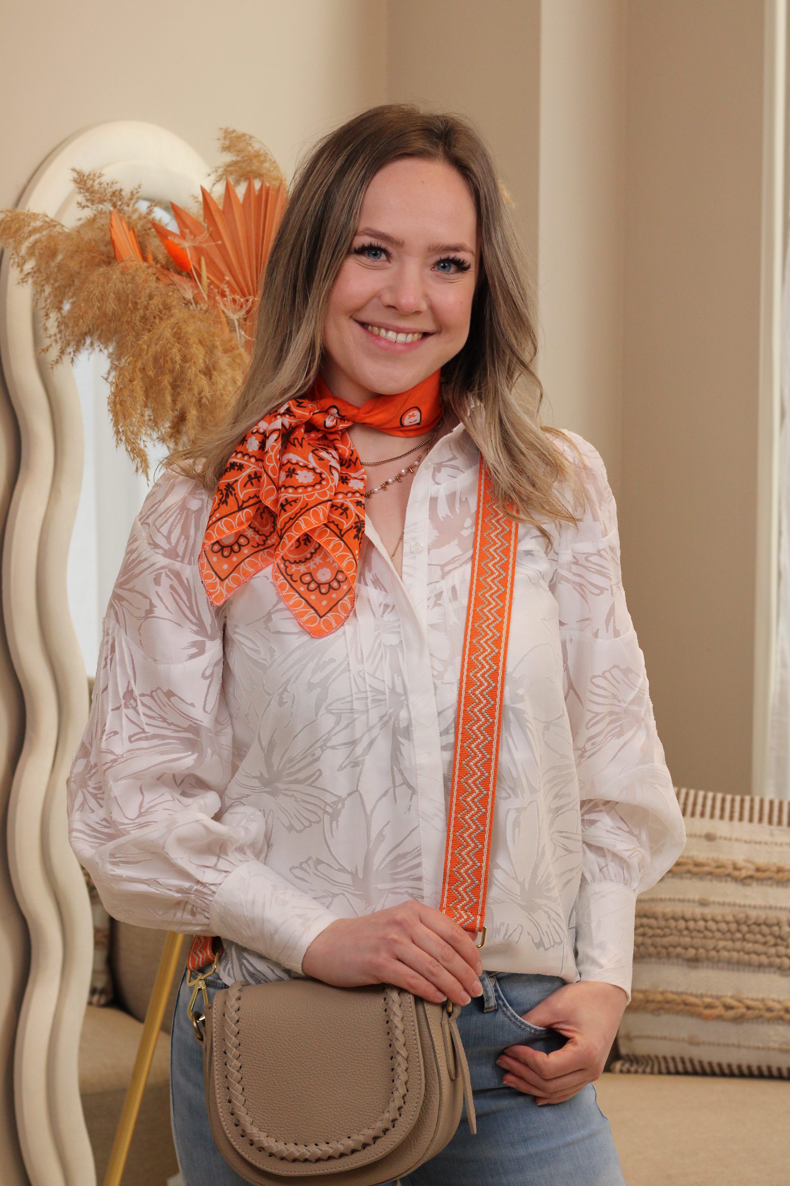 Bag Strap - Oranje Zigzag - Goud