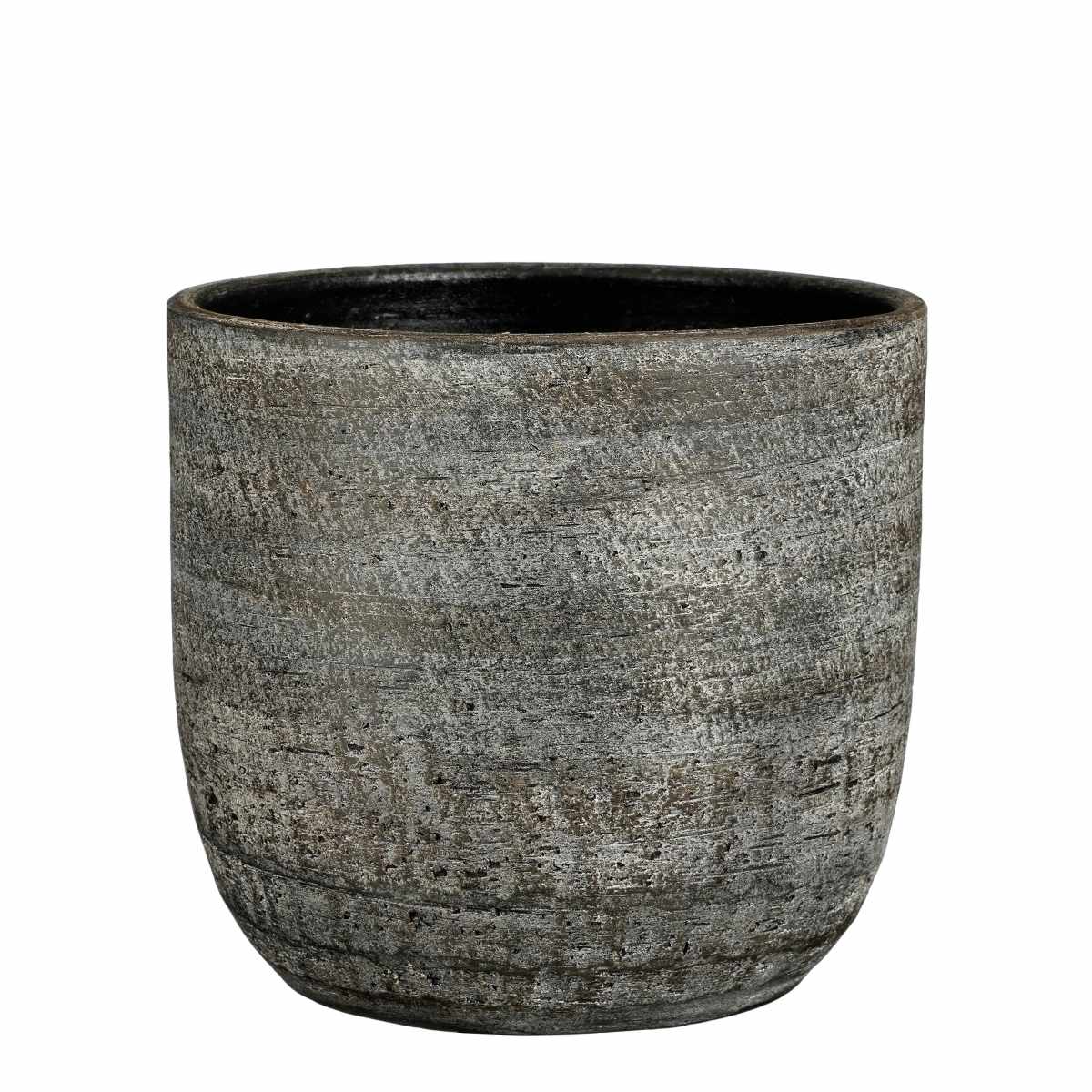 Mica decorations pot de fleur ravenna - 30x30x27 cm - terre cuite - anthracite