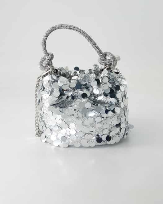 Guess Holiday Shine Top Handle Pouch Umhängetasche in Silber