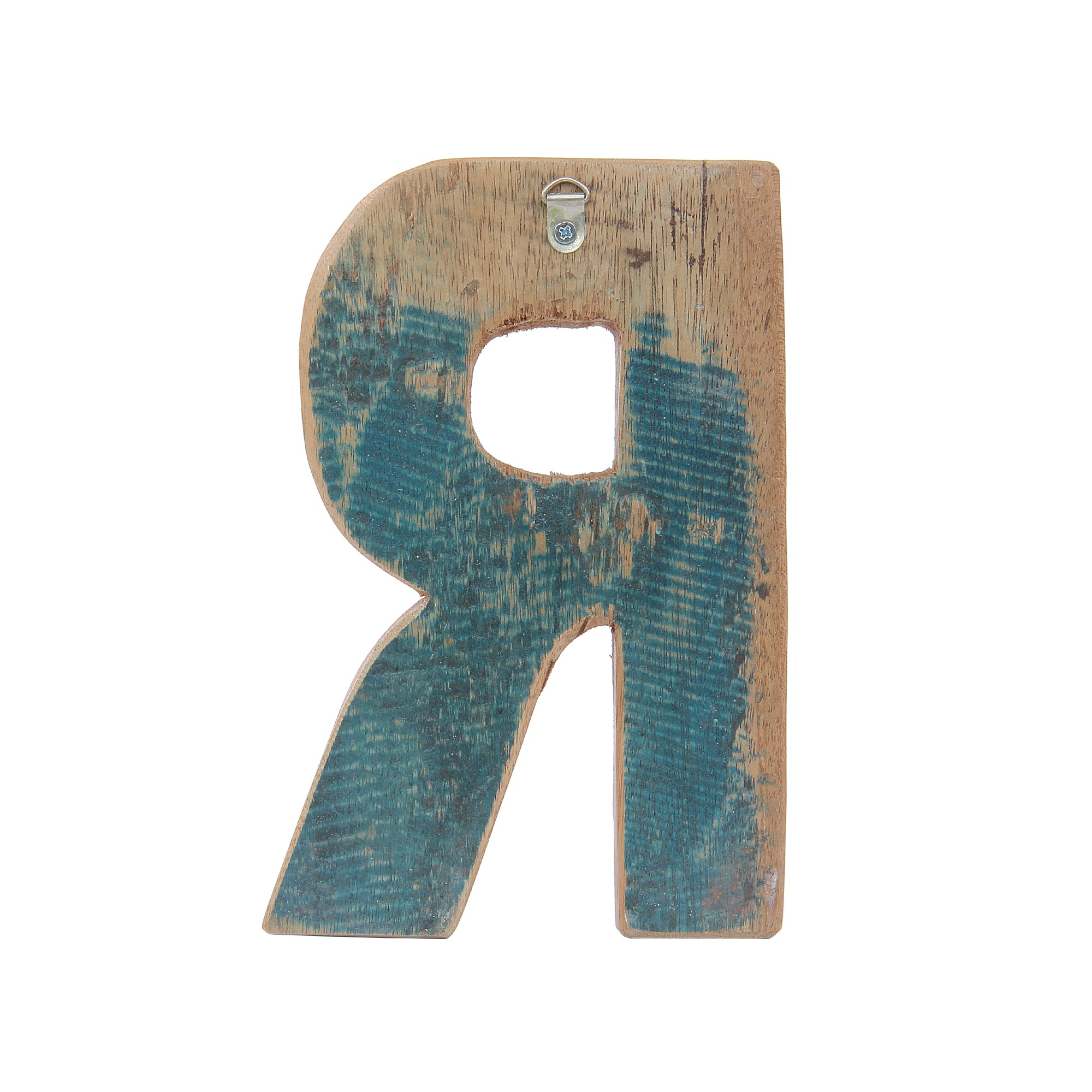 Holzbuchstabe 'R', mehrfarbig, T 2,5 cm, B 13 cm, H 19 cm von fischer's lagerhaus