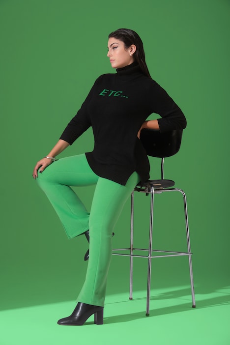Hose Marie, weites Bein, Saumschlitz, Elastikbund