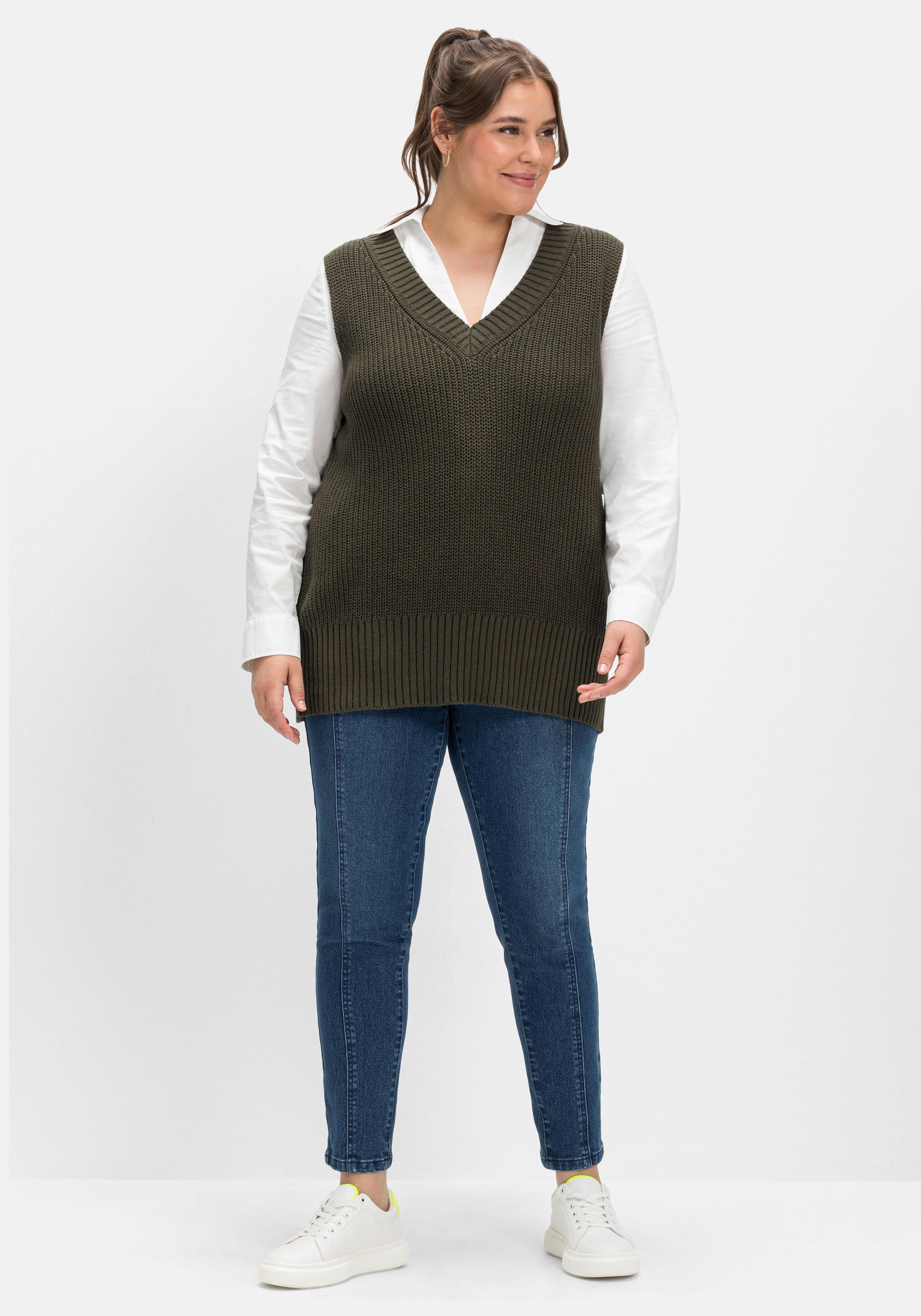 Schmale Jeans mit Gummibund und Teilungsnähten