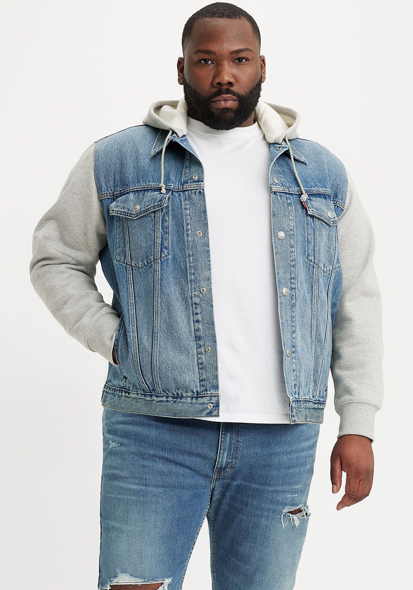 Levi's® Plus Hybridjacke mit Kapuze mit Sweat Kapuze und Ärmeln