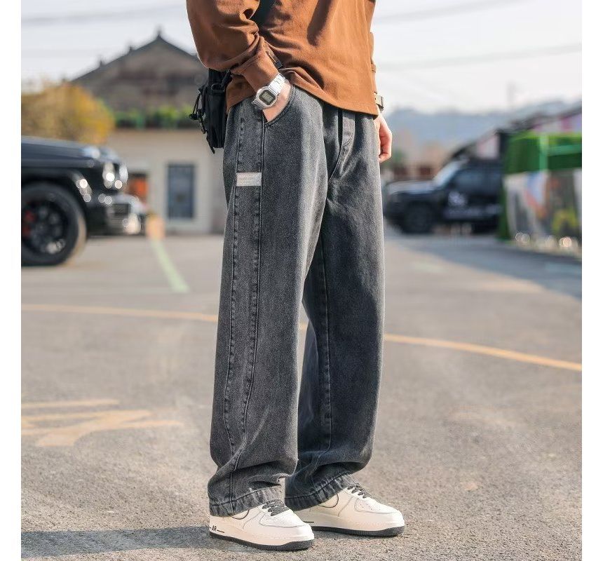 Urtishia - Mid Rise Washed Loose Fit Jeans