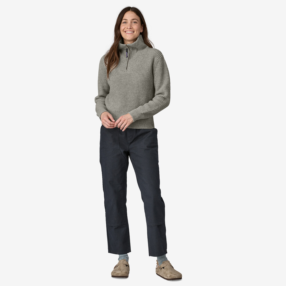 Damenpullover aus recyceltem Wollmischgewebe mit 1/4-Reißverschluss