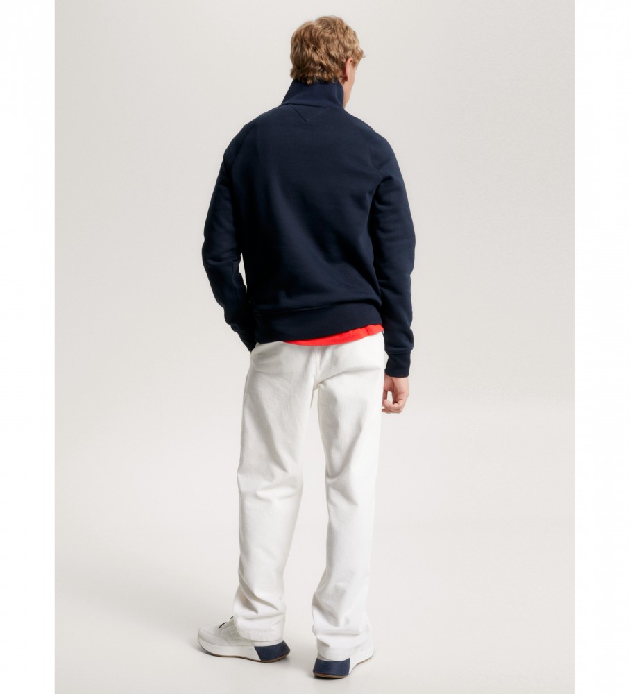 Moletom Tommy Hilfiger Mix com meio zíper, azul marinho