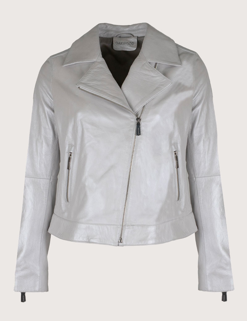 OAKWOOD BLOUSON FEMME CUIR THEA METAL BLANC