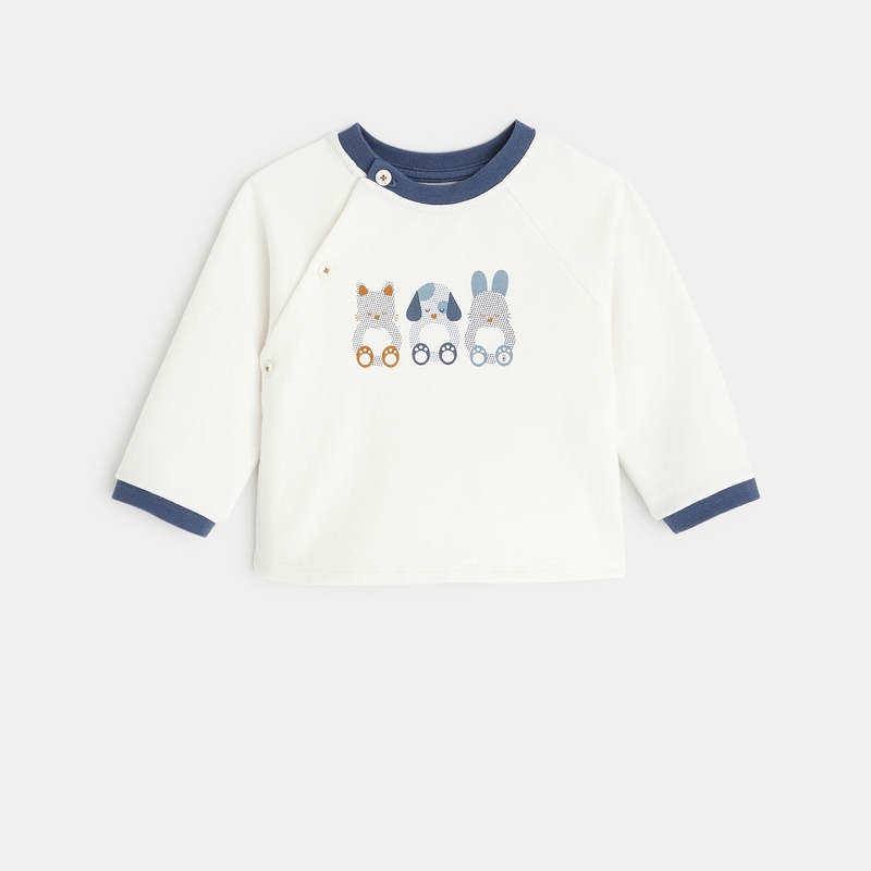 Sweat molleton et pantalon maille côtelée bleu naissance