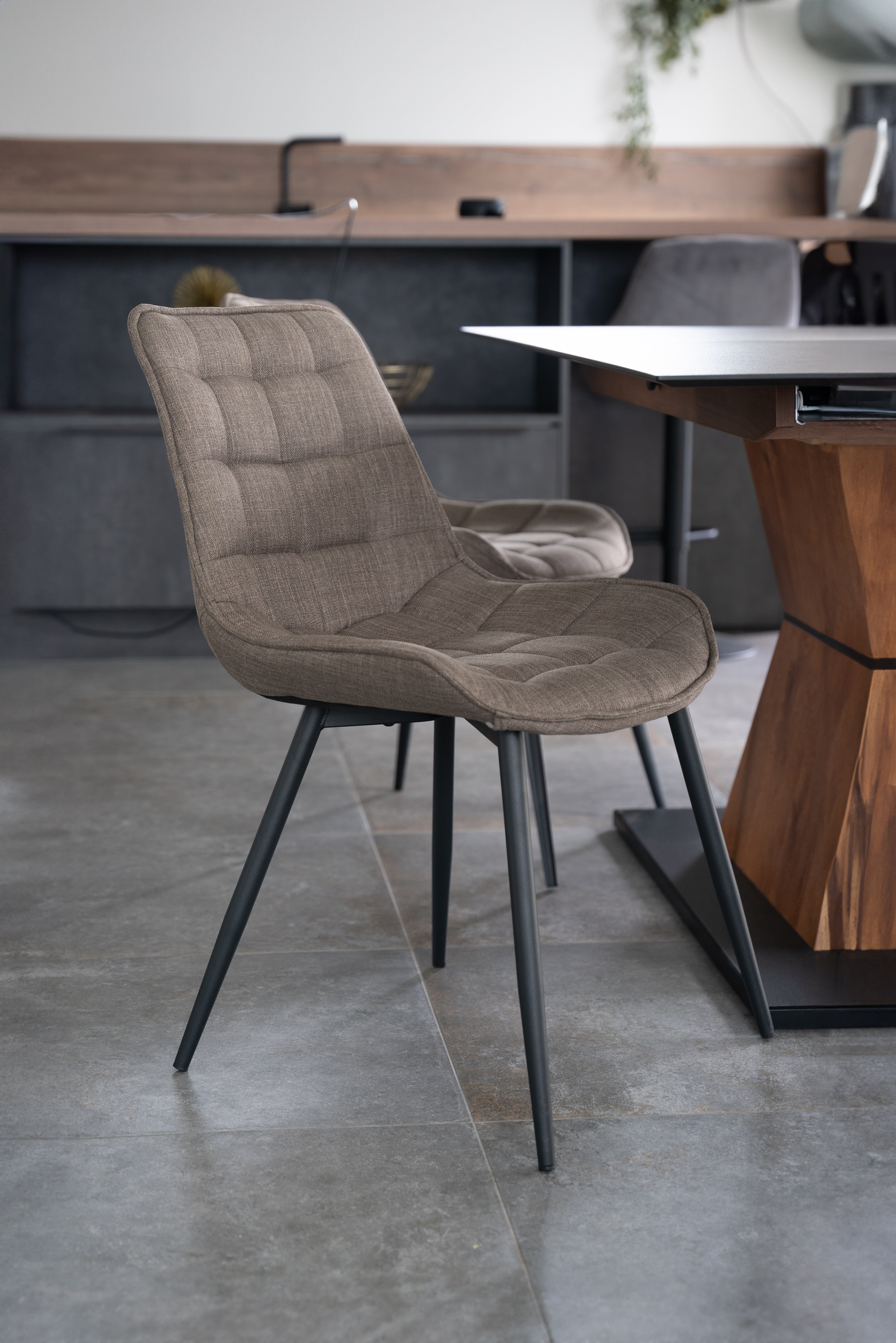 HOME DELUXE Polsterstuhl Esszimmer IKALO - 2er Set - Webstoff Grau-Braun