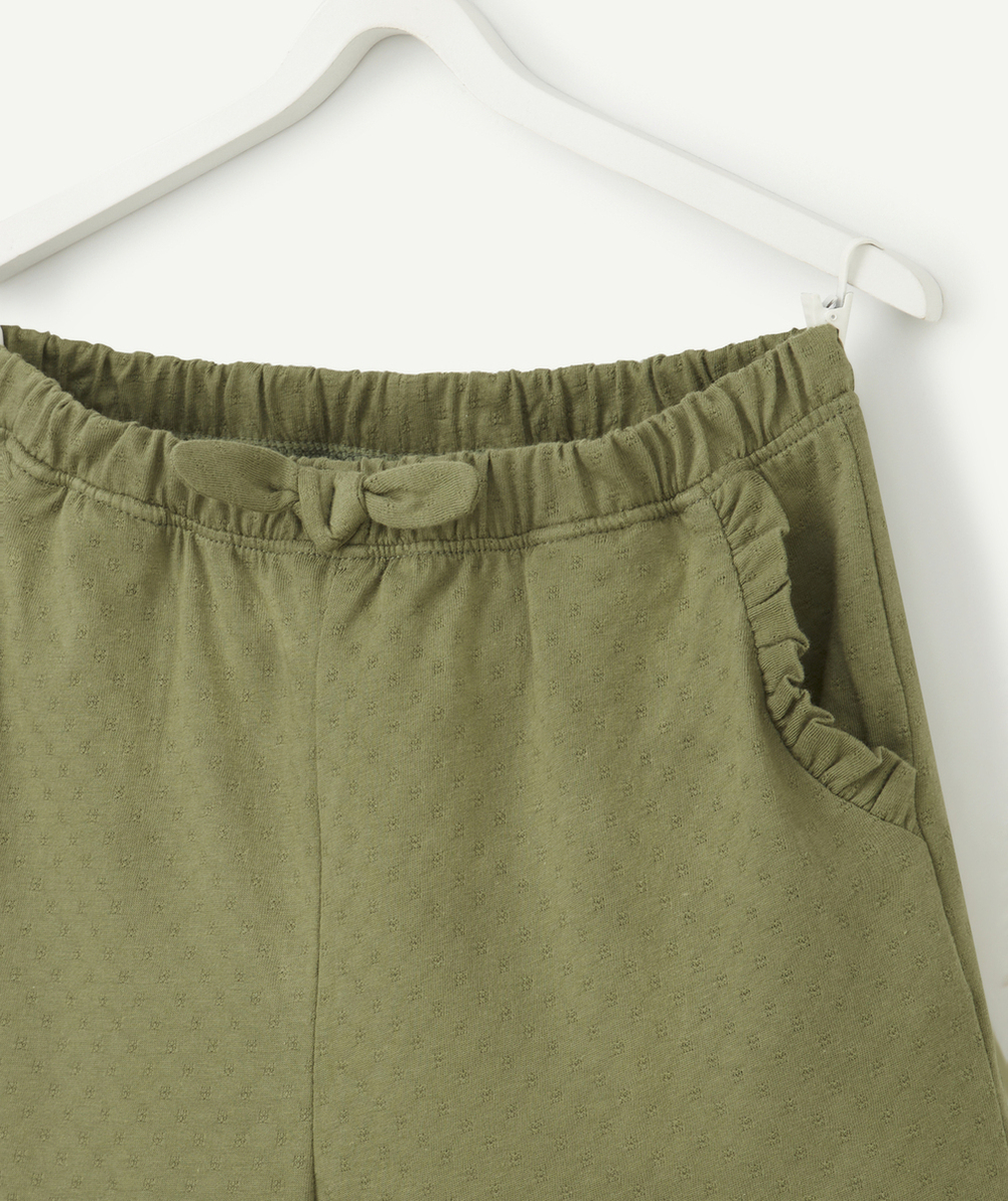 SHORT FILLE KAKI EN COTON