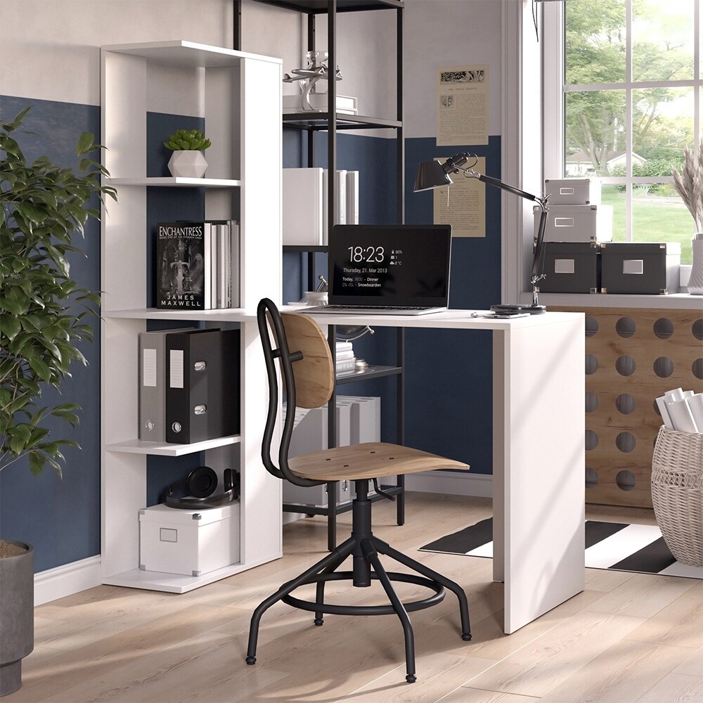 Vicco Schreibtisch Tower Weiß 122 x 55 cm mit 4 Fächern