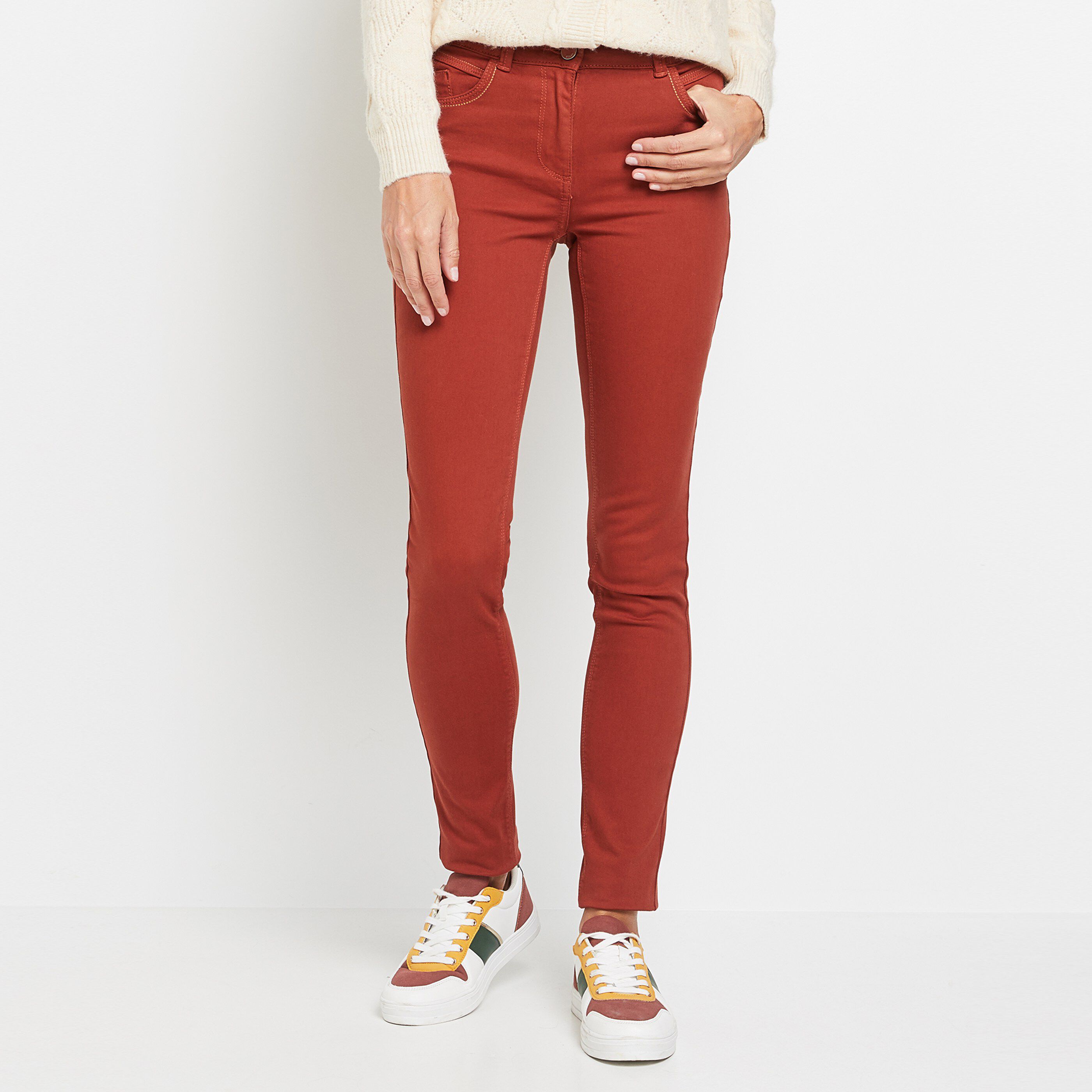 Jean slim taille haute BOSTON femme - CAMEL