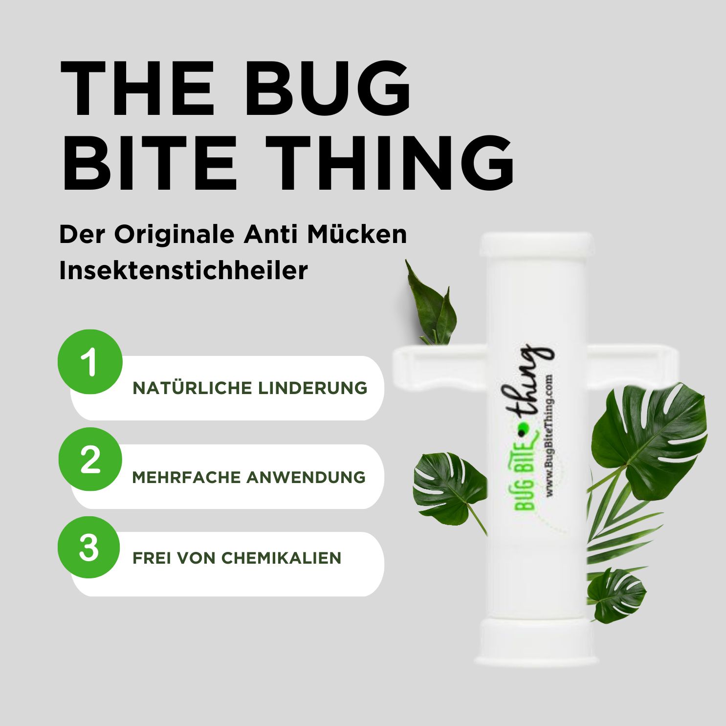 Bug Bite Thing® - Gegen Mückenstiche, Bienen, Wespen & Insekten. Sofortige Linderung | Schwarz