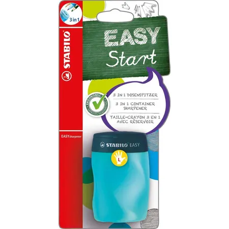 Ergonomischer Dosen-Spitzer für Linkshänder - STABILO EASYsharpener - 3 in 1 - petrol