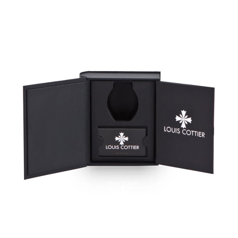 Montre Louis Cottier STORYMATIC Automatique 43 mm Bleu boitier argenté - bracelet noir - HB34330C4BC1