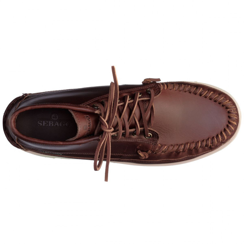 SENECA MID Brown Cinnamon-Chaussures montantes en cuir lisse tanné pour homme