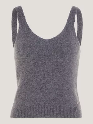 Top cropped sem mangas em malha escovada