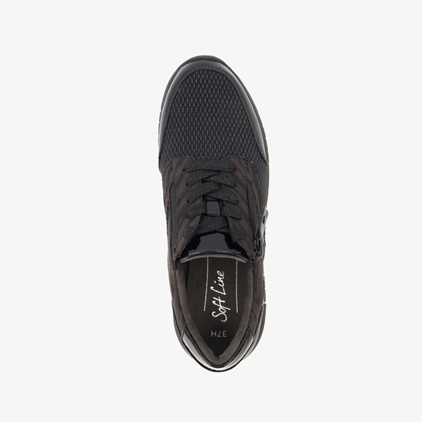 Softline dames sneakers met print zwart