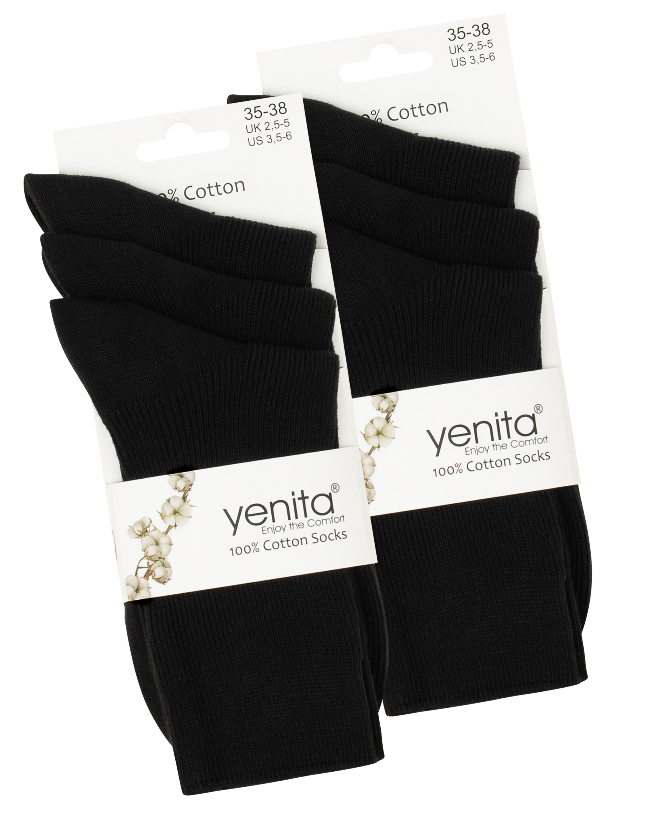 Yenita® 6 Paar 100% Baumwoll-Socken