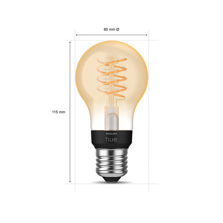 Ampoule LED à filament connectée Philips Hue E27 IP20 580lm 9W blanc doux