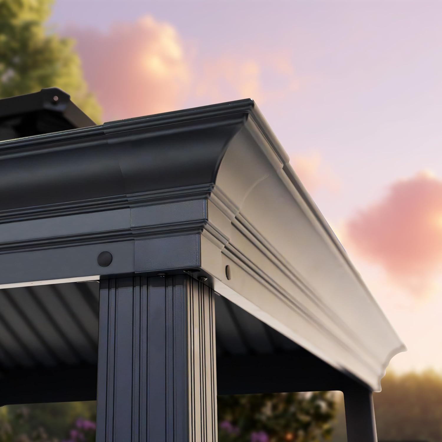 TOOLPORT BBQ Grillpavillon 2,8x1,8 m mit Stahldach Wasserdicht UV-beständig inkl. 2 praktischen Seitenablagen anthrazit