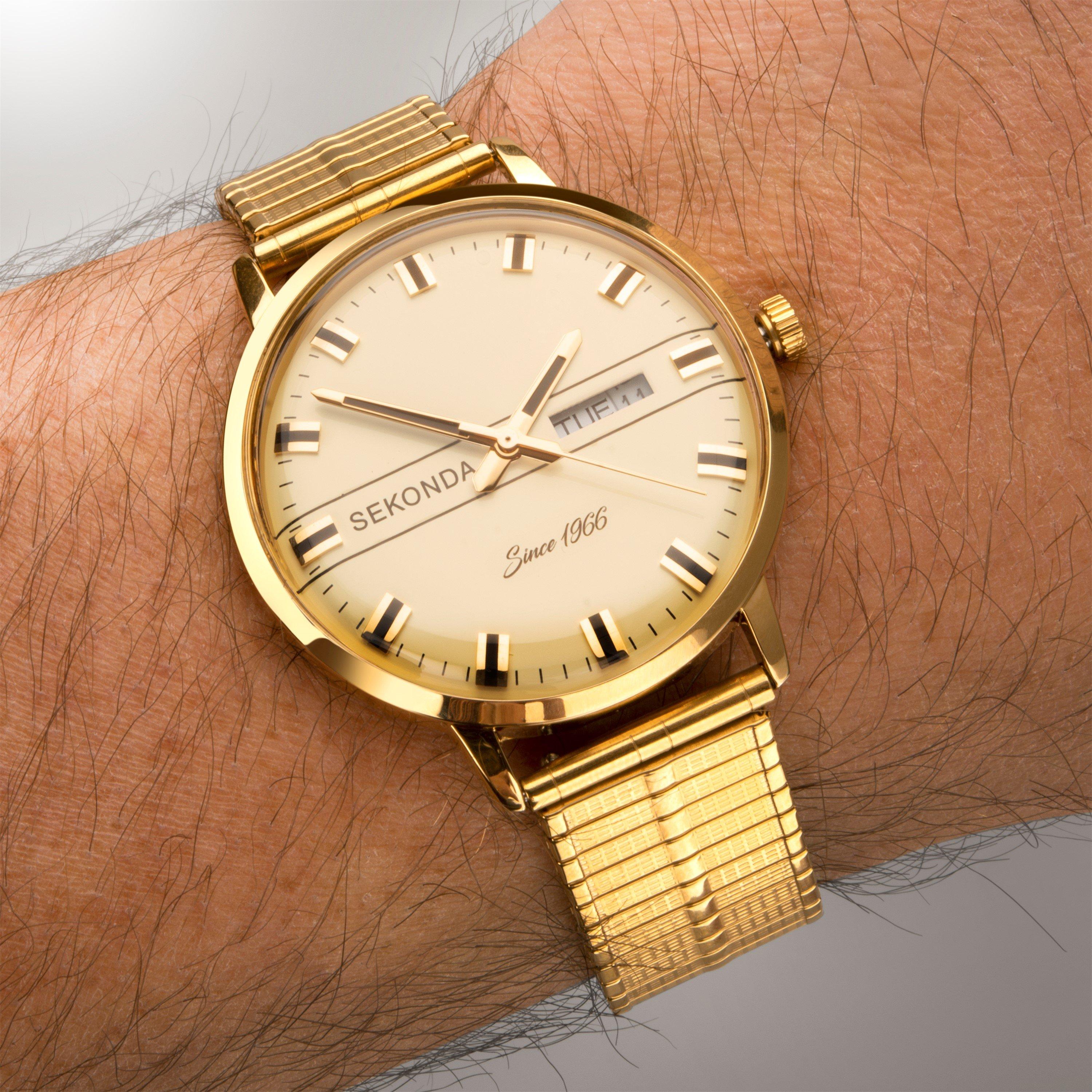 Sekonda 1974 38mm Gold Watch Round Case Cream Dial