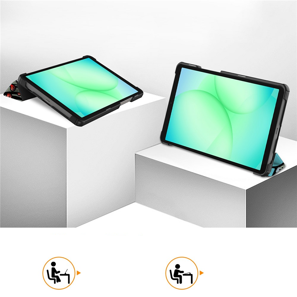 Samsung Galaxy Tab A11 / A9 Leder Tasche Smart Cover Schutzhülle - Graffiti