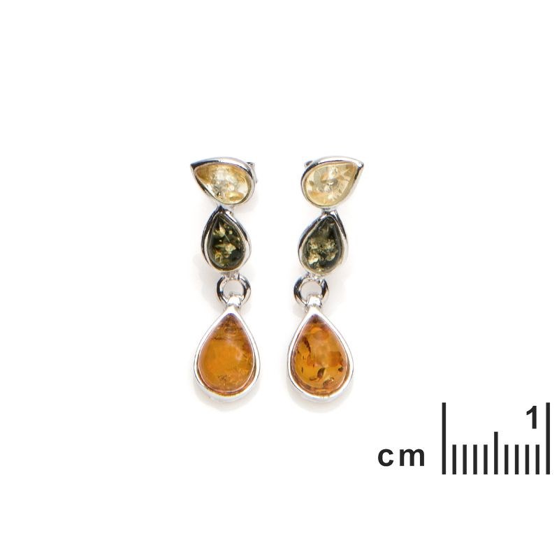 Boucle d'oreille argent 925 Ambre veritable de la mer Baltique