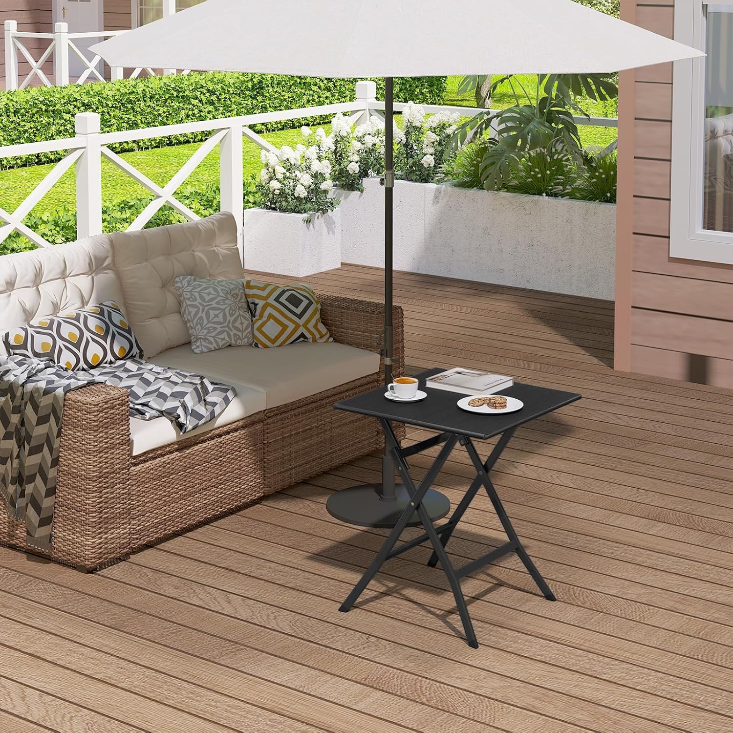 eSituro Klapptisch, Gartentisch Balkontisch wetterfest, Outdoor Beistelltisch klappbar, kleiner Tisch für Balkon Terrasse Garten, 62x62 cm, 50 kg belastbar, Schwarz AH1179621