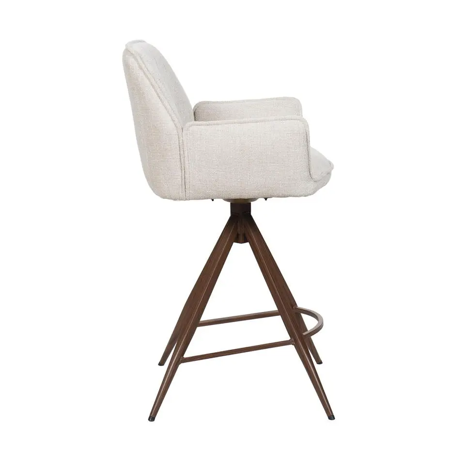 Barstoel Beige/Walnoot - Zithoogte 66cm - Noa - Set van 2