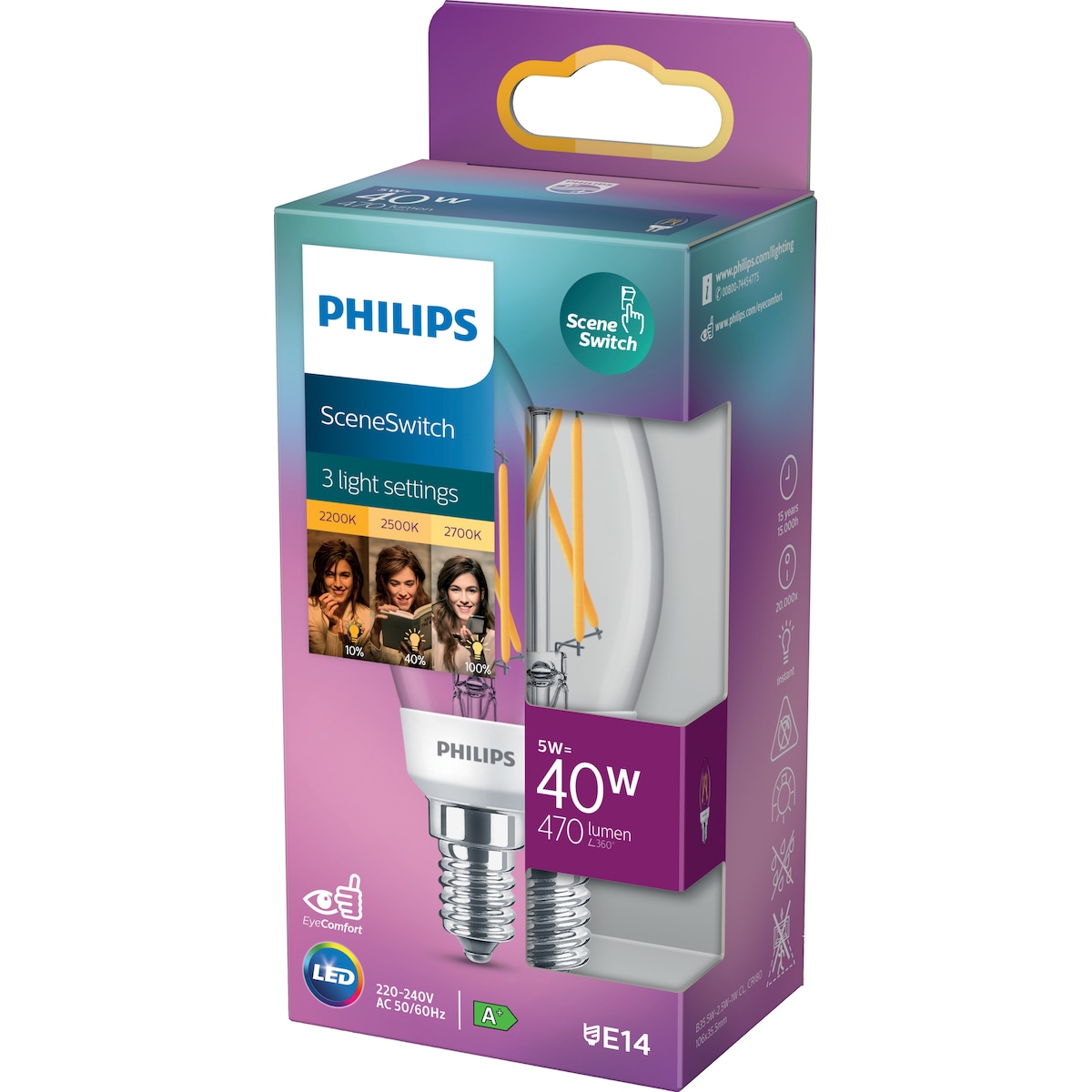 Philips LED-lyspære 5W E14