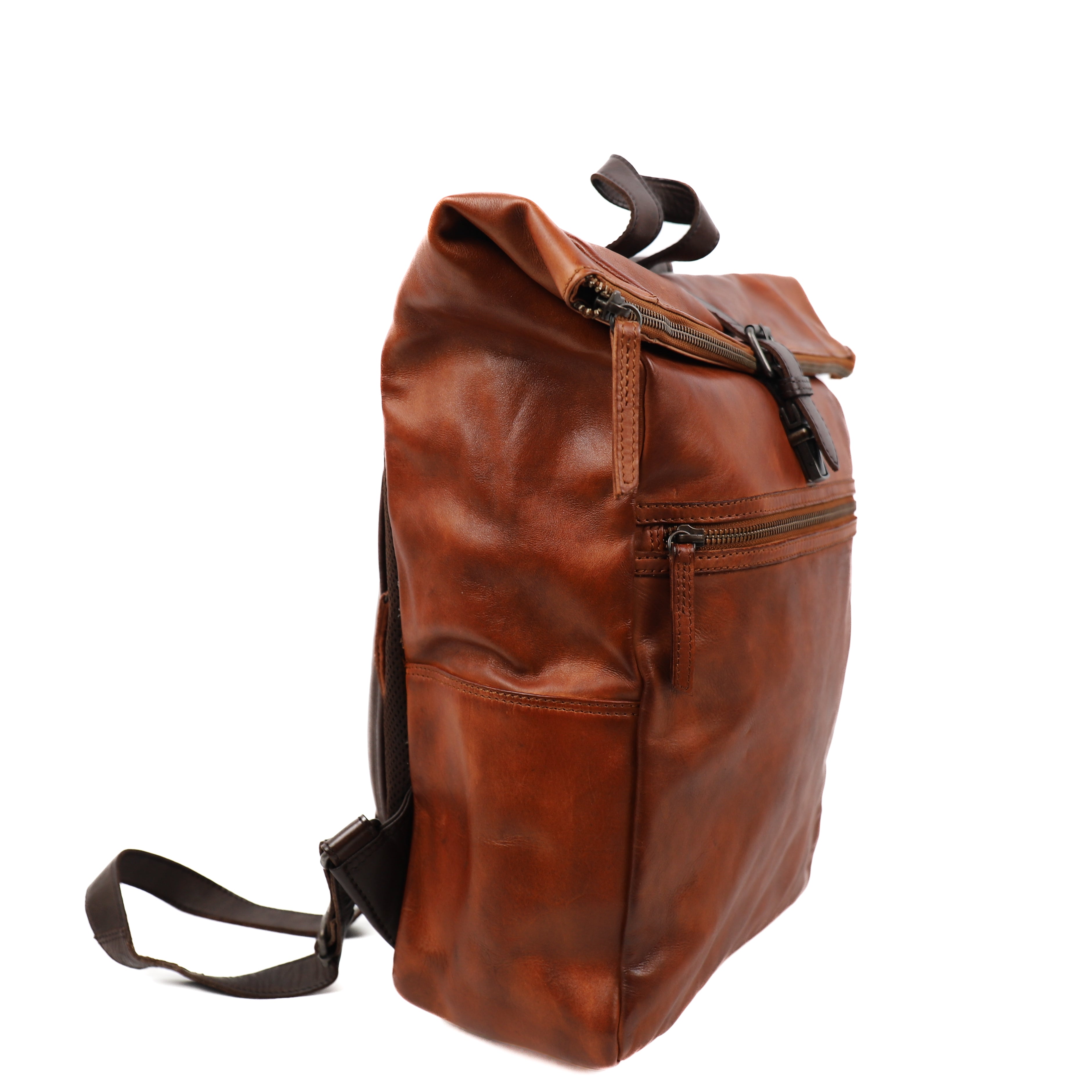 Rugzak 'Rick' cognac/bruin Donkerbruin/cognac/bruin