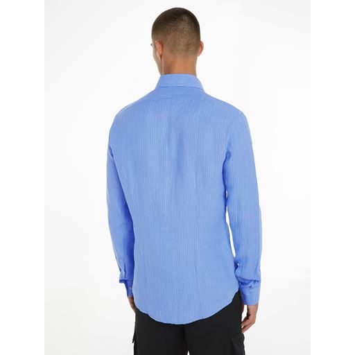 Calvin Klein Linen Stripe Skjorte, Blue, 44