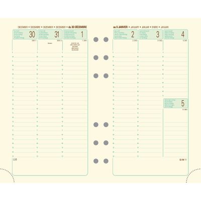 Exacompta Exatime 17 - Recharge pour organiseur - 1 semaine sur 2 pages à la verticale - 9,8 x 17,2 cm