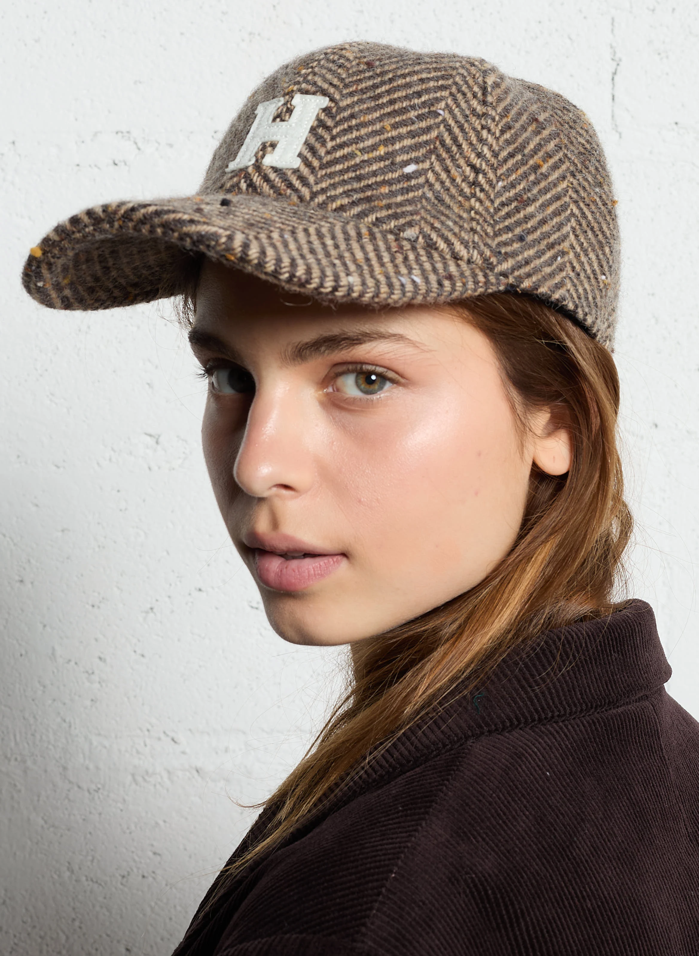 CAP H - Casquette en laine mélangée imprimée | Marron