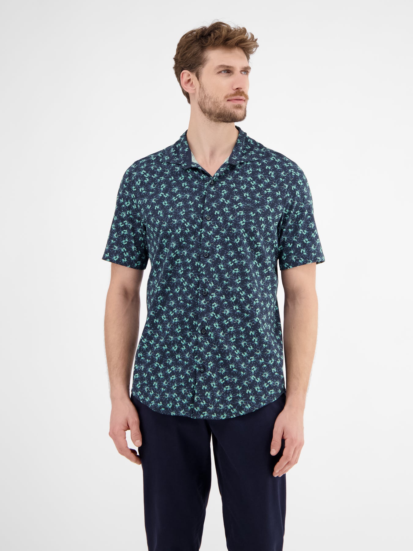 Herren Jerseyhemd, floral gemustert