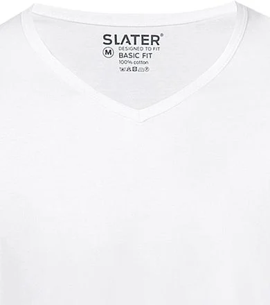Slater 2-pack Basic Fit T-shirt V-hals Wit 7600 kopen