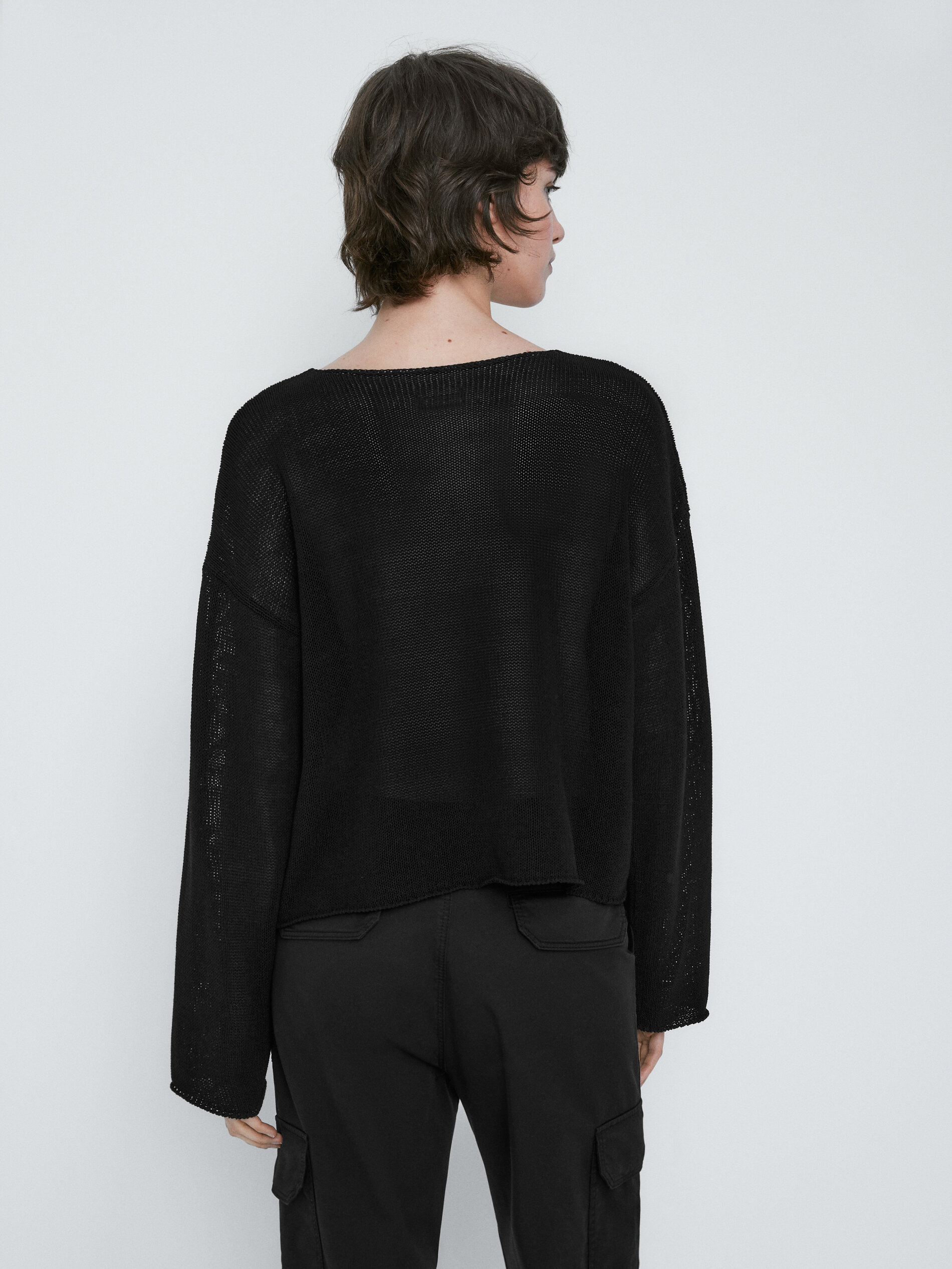 Blusa cropped de malha - PRETA