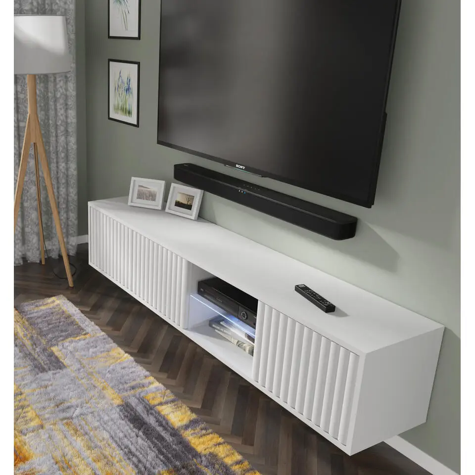Homlando - Wandgemonteerd TV-meubel - Wit - Mita - 31x156x31 cm