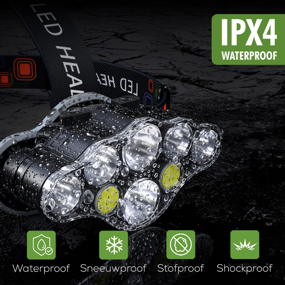 Travelhawk oplaadbare LED hoofdlamp - 18000 lumen